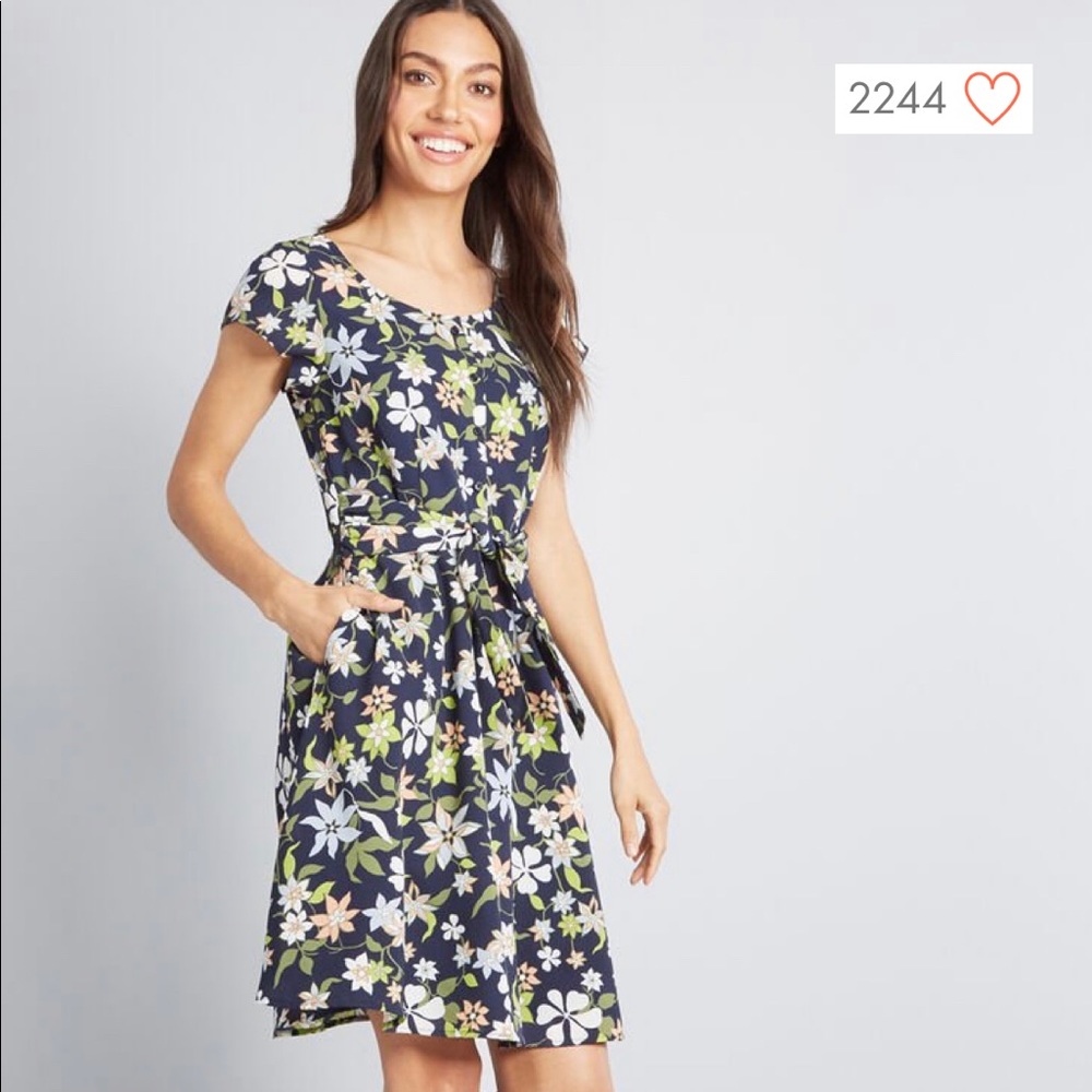 Floral A-Line ModCloth Dress